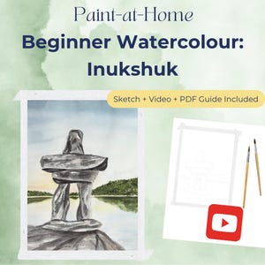 Inukshuk Watercolour Tutorial | Beginner Canadian Landscape with Sketch + PDF + Video