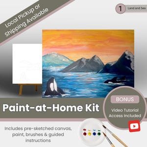 Paint-at-Home Art Kit for Kids and Beginners. Pre-Sketched Canvas, Brushes, Paint & Instructions.  Creative Gift or Party Activity
