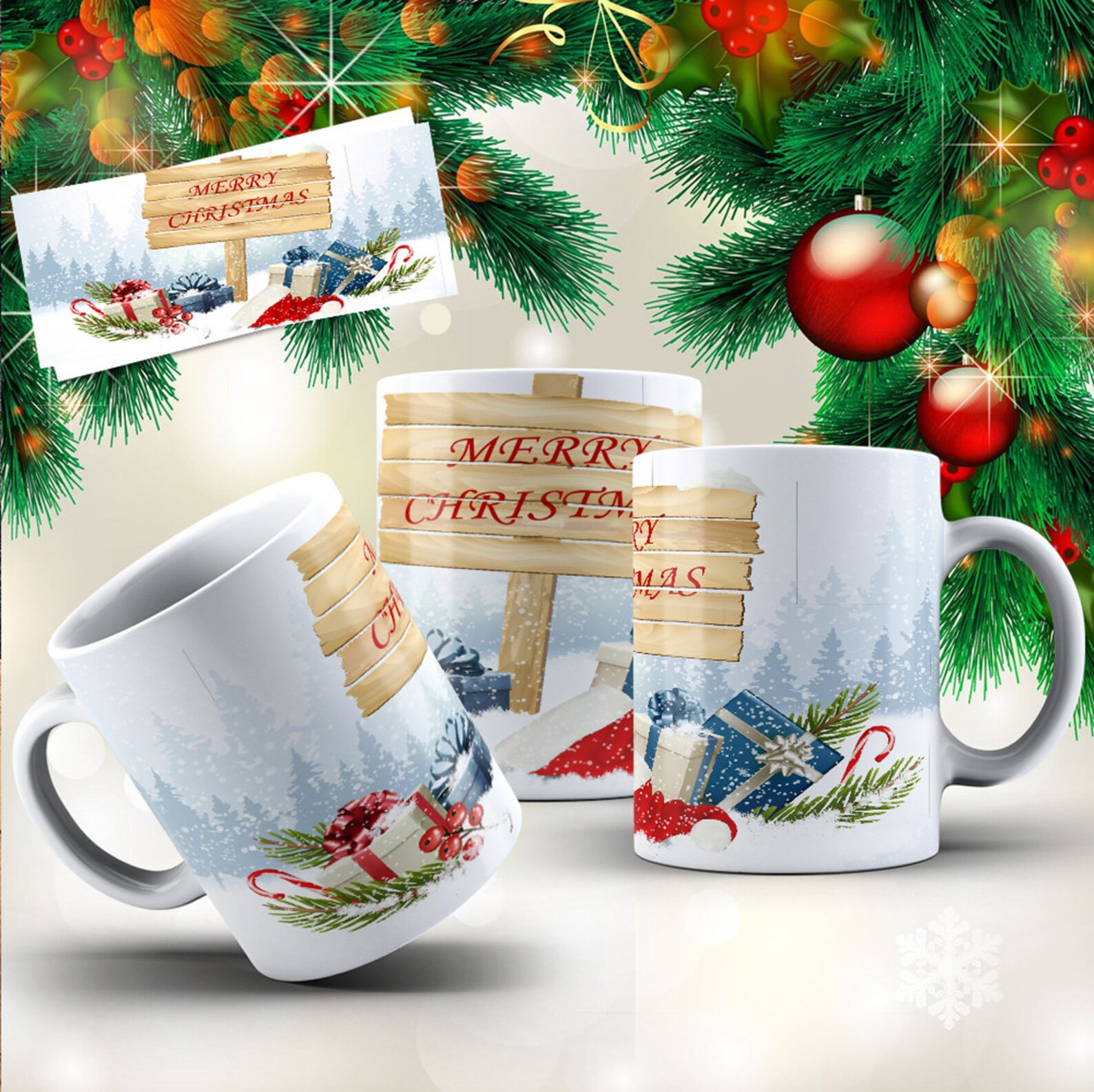 20 Mug Design Template Christmas Mug Sublimation Template Etsy