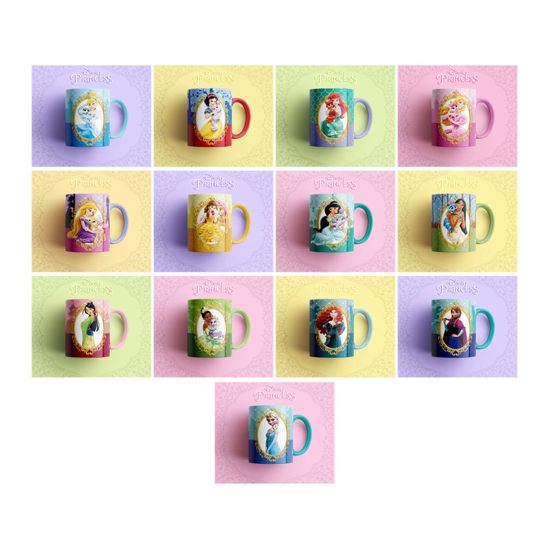 13 Mug Design Template Disney Princess Mug Sublimation Etsy