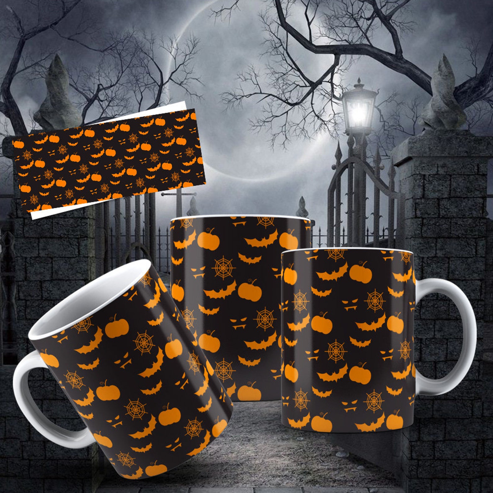 12 Mug Design Template Halloween Mug Halloween Sublimation Mug | Etsy
