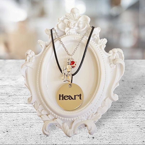 Heart-Tinman Layered necklace Silver disc and charms Great gift for the Wizard of Oz fan