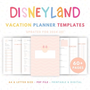 Disneyland Vacation Planner with 60+ Printable Templates for Planning a DL Vacation - Peach