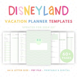 Disneyland Vacation Planner with 60+ Printable Templates for Planning a DL Vacation - Green