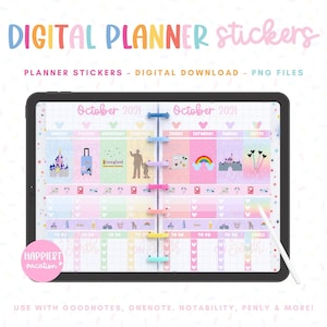 DisneyWorld Digital Planner Stickers Bundle Happiest Vacation – Disneyland Disneyworld Planner Stickers Digital Planning GoodNotes Stickers