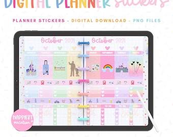 DisneyWorld Digital Planner Stickers Bundle Happiest Vacation – Disneyland Disneyworld Planner Stickers Digital Planning GoodNotes Stickers
