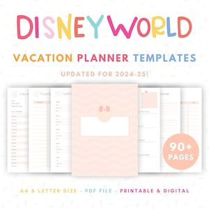 DisneyWorld Vacation Planner with 90+ Printable Templates for Planning a WDW Vacation - Peach