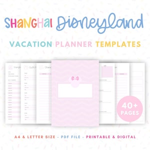 Shanghai Disneyland Vacation Planner with 40+ Printable Templates for Planning a Shanghai Vacation - Pink