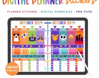 DisneyWorld Halloween Planner Stickers Digital Bundle Happiest Halloween Stickers Digital Planner Mickey’s Not So Scary GoodNotes