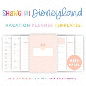 Shanghai Disneyland Vacation Planner with 40+ Printable Templates for Planning a Shanghai Vacation - Peach