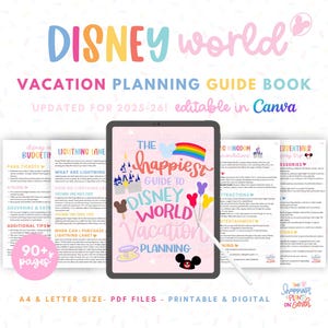 DisneyWorld Vacation Planning Guide Book - 90+ Digital & Printable Templates for Walt DisneyWorld Planning WDW Planner Tips Recommendations