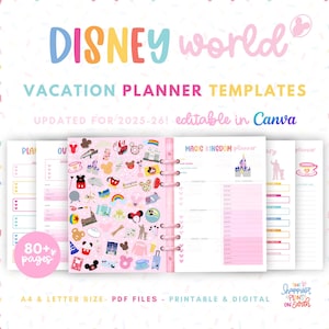 DisneyWorld Vacation Planner Templates - 80+ Digital & Printable Templates for Walt DisneyWorld Planning WDW Trip Guide Agenda Itinerary