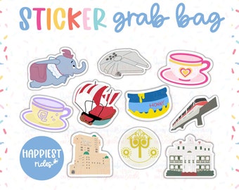 Stickers Happiest Rides Disneyworld Disneyland Sticker Grab Bag - 10 Planner Stickers Matte & Glossy