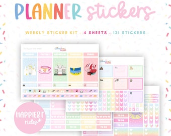 Planner Stickers Happiest Rides Disneyworld Disneyland - Kit with 4 Sticker Sheets & 121 Stickers