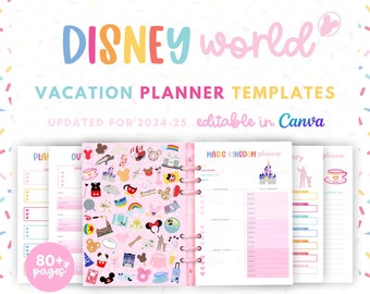 DisneyWorld Vacation Planner Templates - 80+ Digital & Printable Templates for Walt DisneyWorld Planning WDW Trip Guide Agenda Itinerary