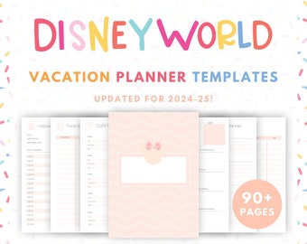 DisneyWorld Vacation Planner with 90+ Printable Templates for Planning a WDW Vacation - Peach
