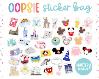 Oopsie Sticker Bag Disneyworld Disneyland Happiest Collection with Mystery Stickers - 15 Planner Stickers Matte & Glossy