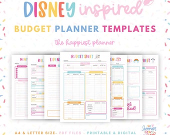 Budget Planner Printable Templates Digital Finance Planner DisneyParks Disneyland Disneyworld Theme 20+ Templates Savings Expense Tracker