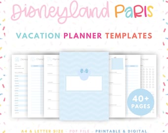 Disneyland Paris Vacation Planner with 40+ Printable Templates for Planning a DLP Vacation - Blue