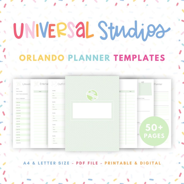 Universal Studios Orlando Vacation Planner with 50+ Printable Templates for Planning a Universal Orlando Vacation - Green