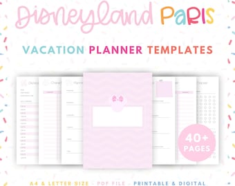 Disneyland Paris Vacation Planner with 40+ Printable Templates for Planning a DLP Vacation - Pink