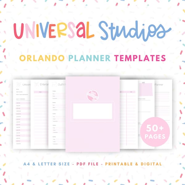 Universal Studios Orlando Vacation Planner with 50+ Printable Templates for Planning a Universal Orlando Vacation - Pink