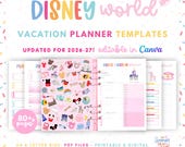 DisneyWorld Vacation Planner Templates - 80+ Digital & Printable Templates for Walt DisneyWorld Planning WDW Trip Guide Agenda Itinerary