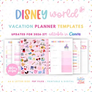 DisneyWorld Vacation Planner Templates - 80+ Digital & Printable Templates for Walt DisneyWorld Planning WDW Trip Guide Agenda Itinerary