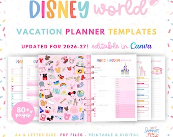 DisneyWorld Vacation Planner Templates - 80+ Digital & Printable Templates for Walt DisneyWorld Planning WDW Trip Guide Agenda Itinerary