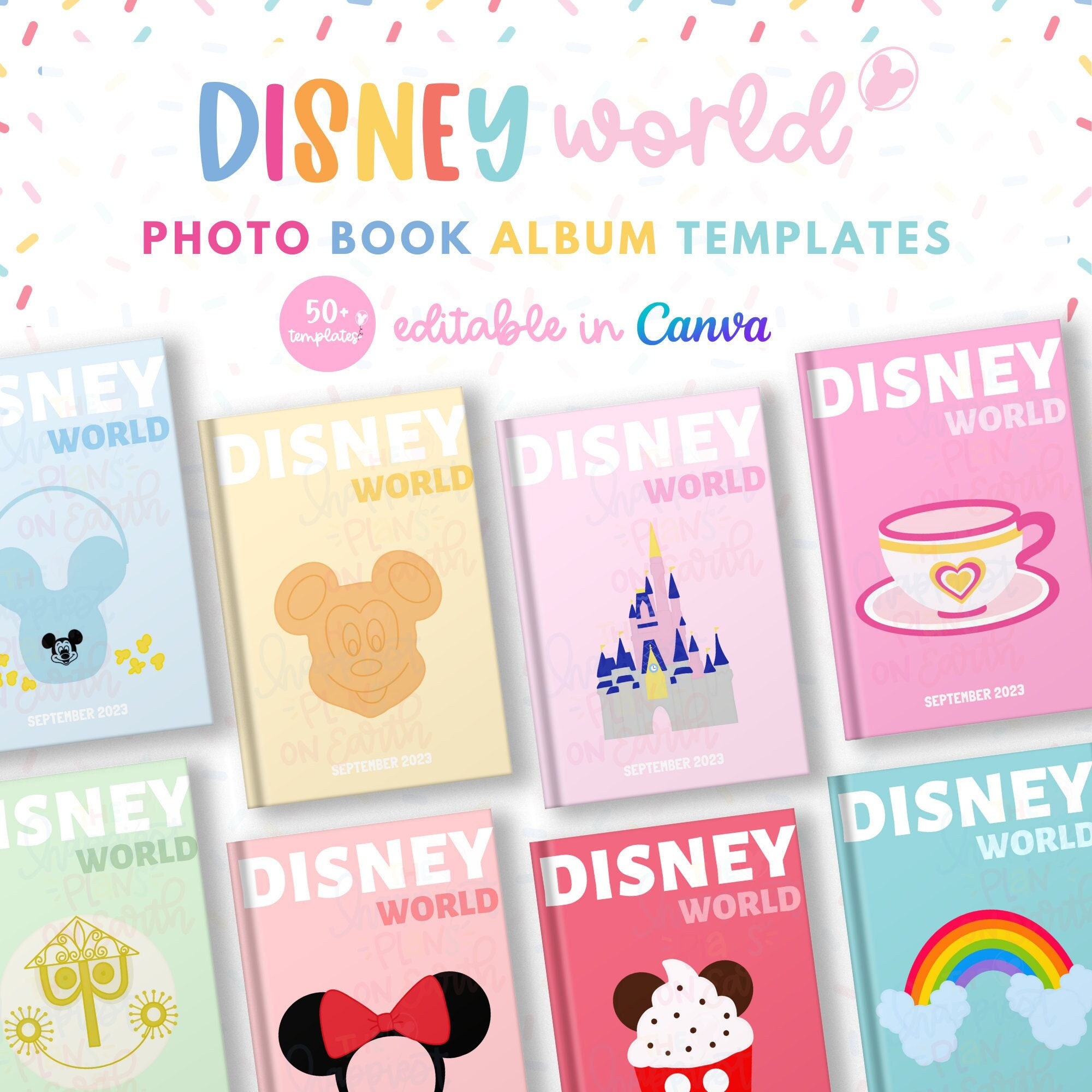 Disneyworld Vacation Photo Book Album Templates: Canva Digital