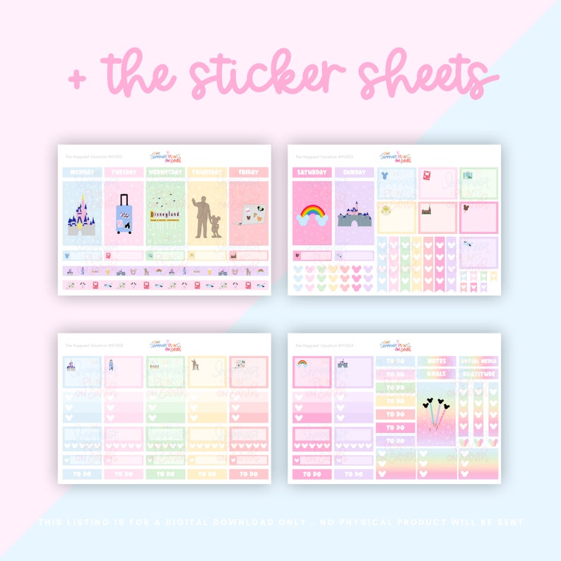 Disneyworld Digital Planner Stickers Bundle Happiest Vacation