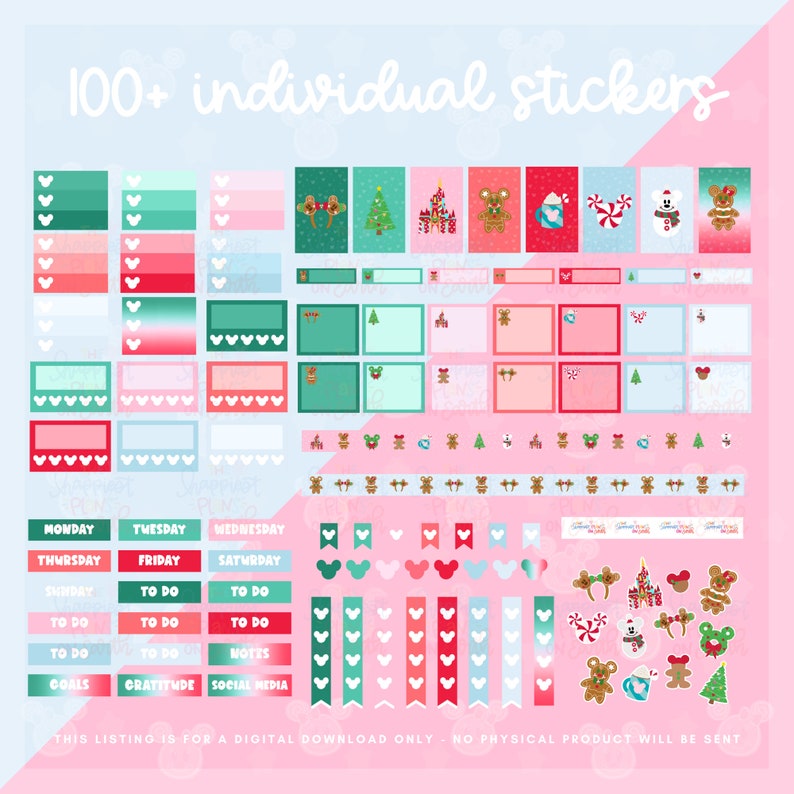 Disneyworld Holidays Planner Stickers Digital Bundle Happiest Holidays