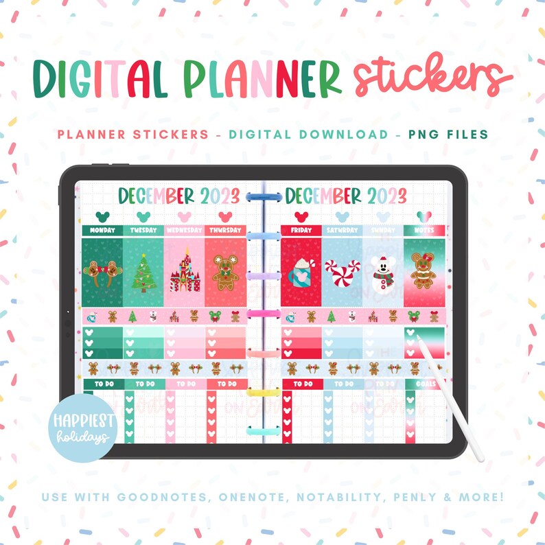 Disneyworld Holidays Planner Stickers Digital Bundle Happiest Holidays