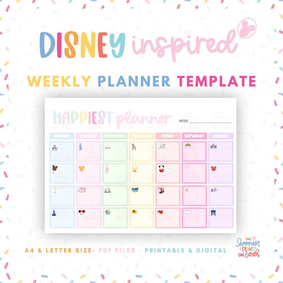 Disneyworld Weekly Planner Printable Template Digital Daily Planner ...