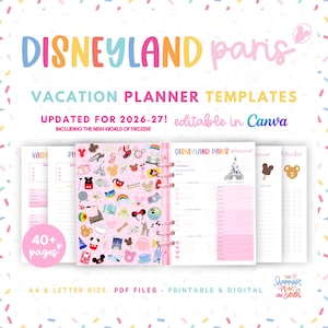 Disneyland Paris Vacation Planner: 40+ Printable Templates & Guides (Digital Download, Canva Editable)