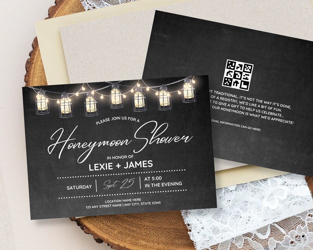Honeymoon Shower Lantern Lights Instant Downloadable Invitation ...