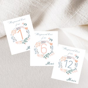 Cartes étapes bébé Florales