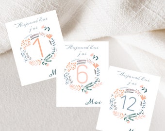 Floral baby milestone cards