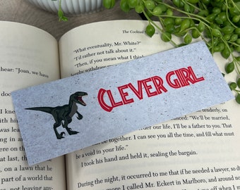 Jurassic Park Inspired Bookmark | Reading Gift | Book Gift | Clever Girl | Velociraptor | Sci Fi | Geek | Dinosaurs | Raptors | Isla Nublar