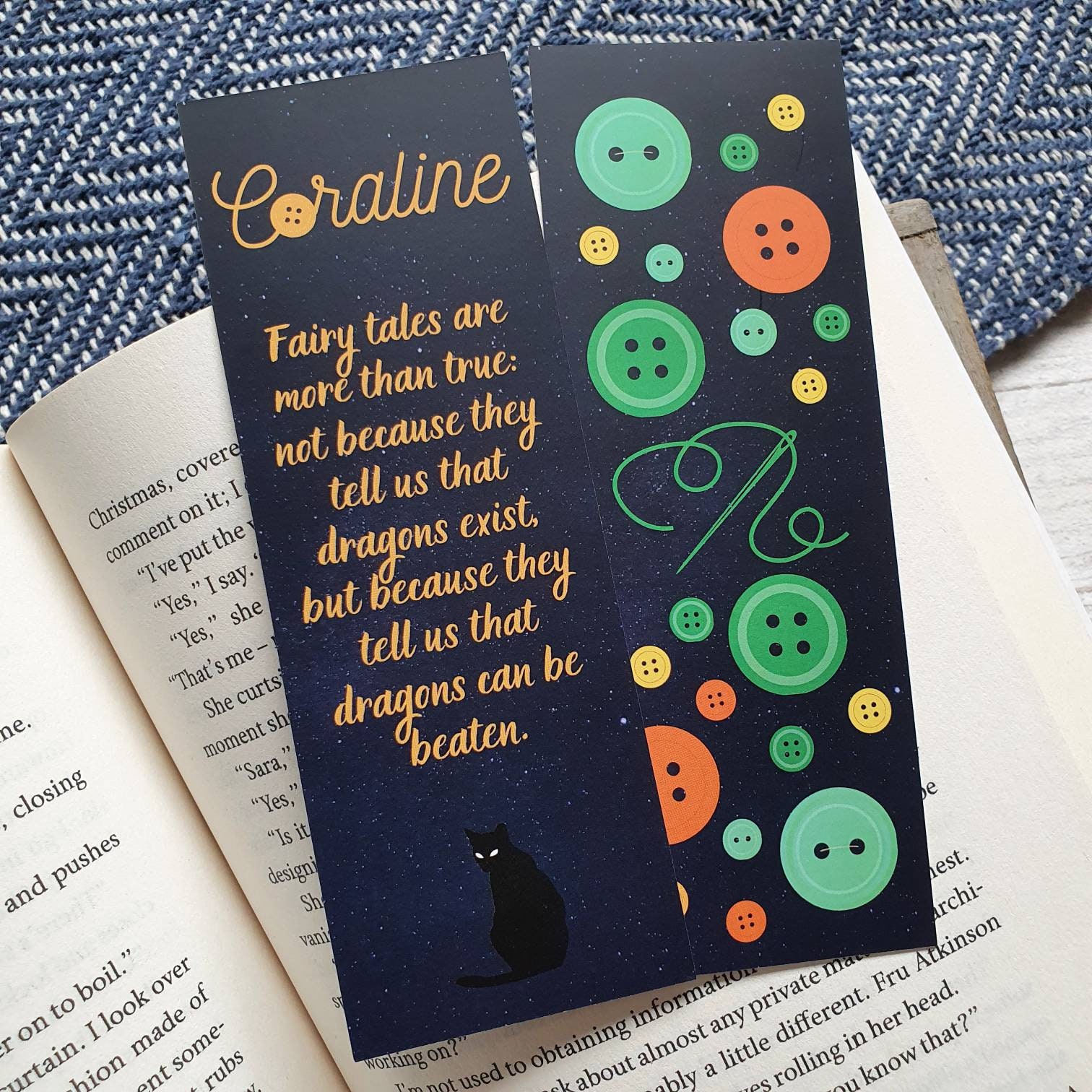 Coraline Inspired Bookmark Coraline Quote Reading Gift Book Gift Neil Gaiman  Fairytales Other Mother -  Italia