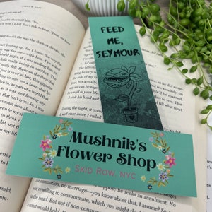 Little Shop of Horrors Inspired Bookmark | Reading Gift | Mushniks Flower Shop  | Bookish  | Book Lover | Feed Me, Seymour | Audrey II