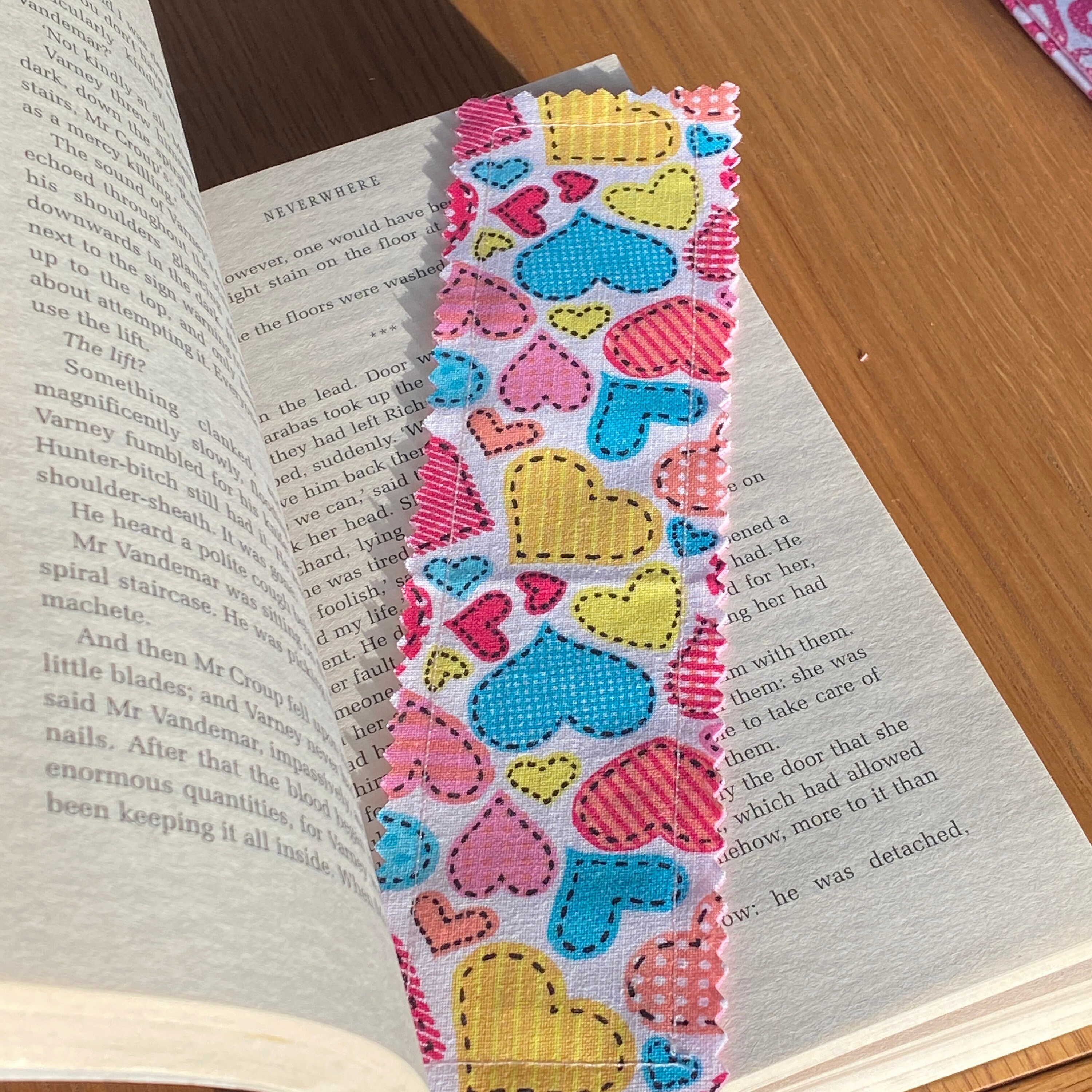 Handmade Fabric Bookmark Multi Coloured Heart Pattern Etsy