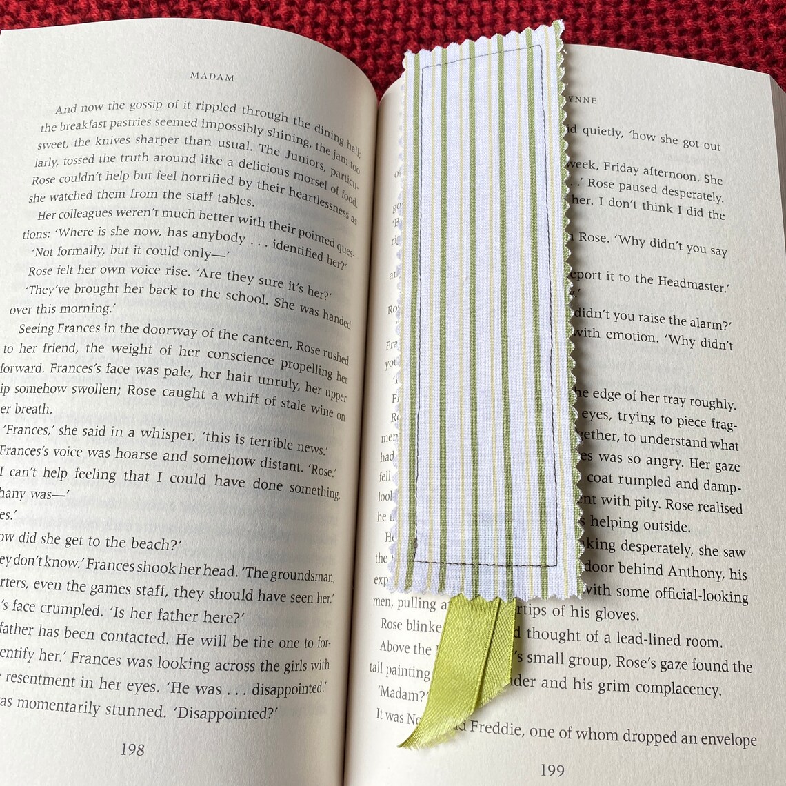 Striped Pattern Bookmark Fabric Handmade Double Sided Etsy