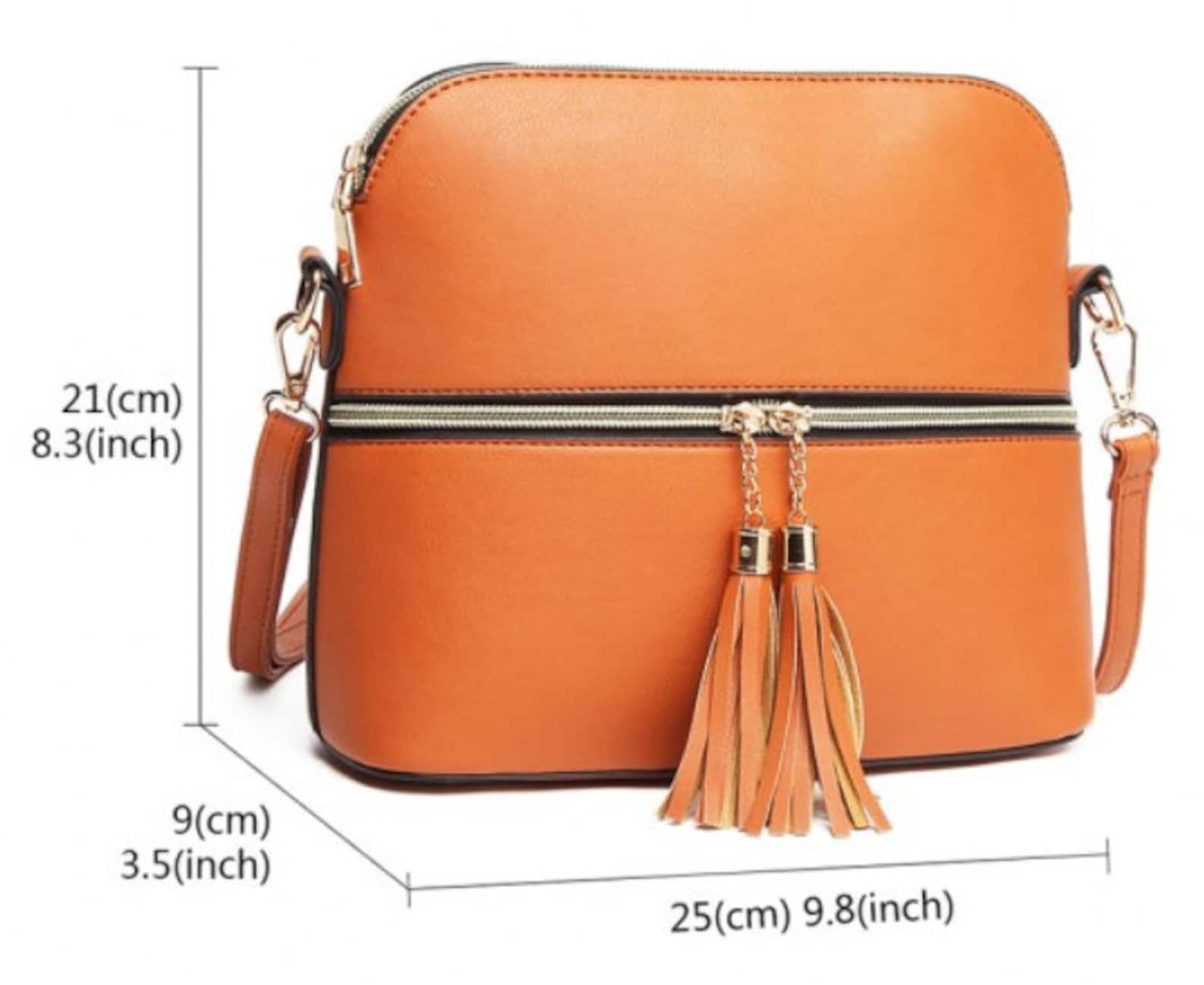 Vegan crossbody bag / Faux leather handbag / Brown crossbody Etsy