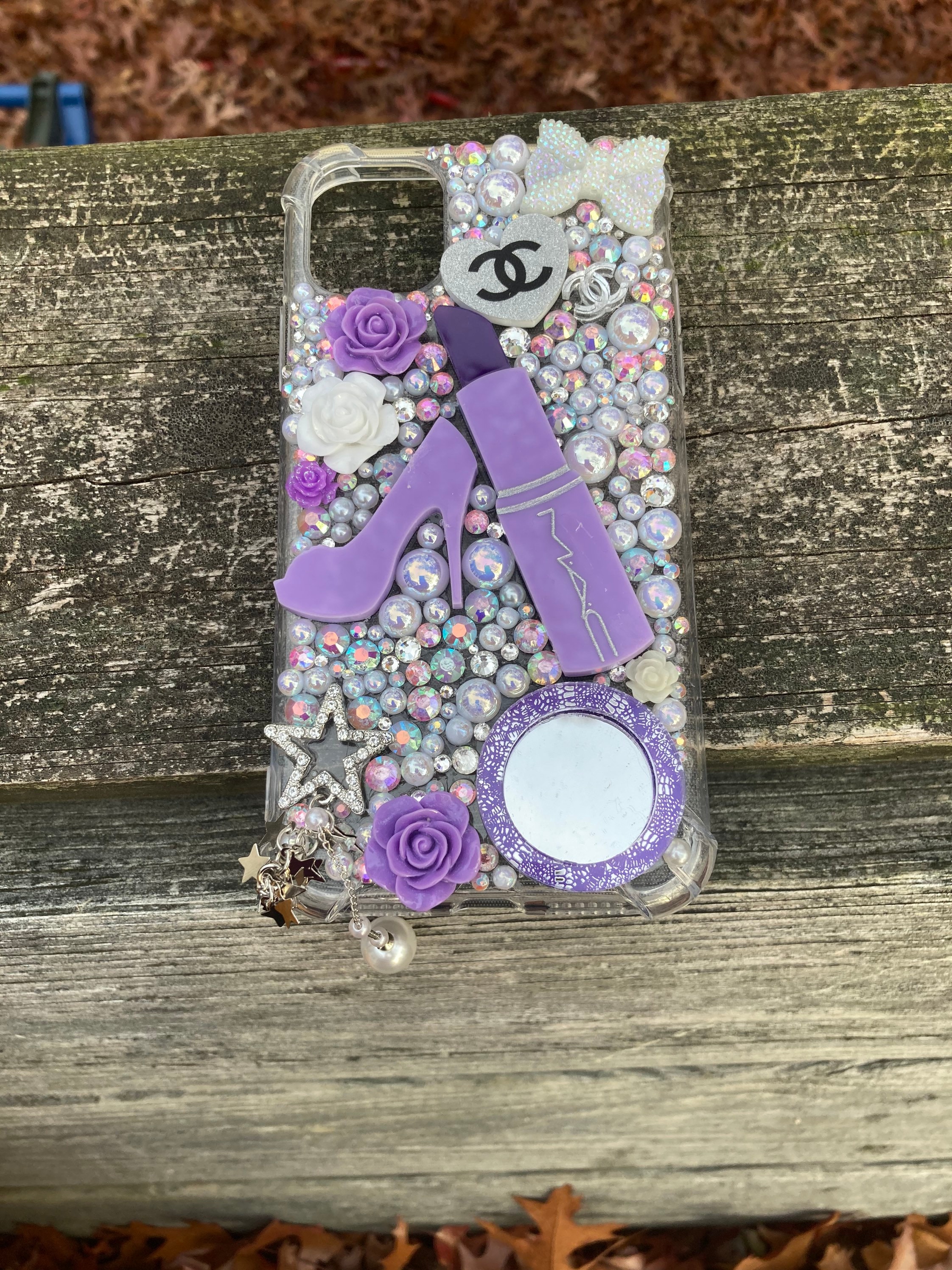 Purple decorated handmade cell phone case iPhone 11 Etsy