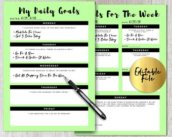 Simple Daily/Week Goal Tracker Printable