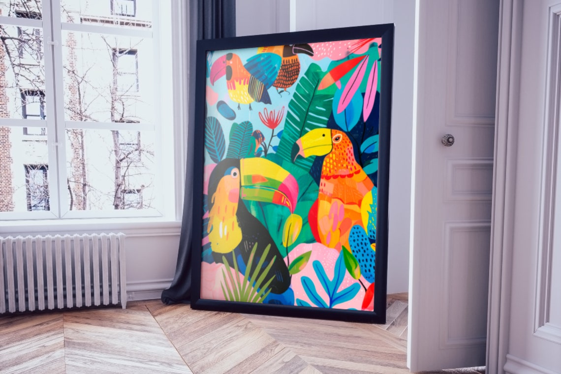 Printable Abstract Tropical Bird Art Print Modern Abstract Nature ...