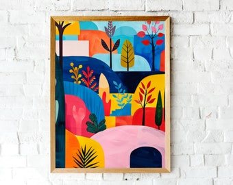 Printable Vibrant Colorful Bird Art Print Modern Abstract Nature ...