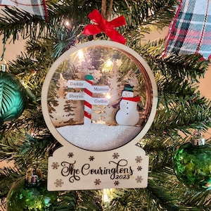 Personalized Snow Globe Family Light Up Ornament