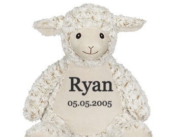 Personalized name plush toys, keepsake gifts, Baby shower special gifts, newborn unique gift, custom embroidery, 20" Lamb